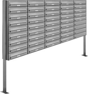 AL Briefkastensysteme Standbriefkasten 41 Fach Premium Edelstahl Briefkasten Post A4 modern robustwetterfest