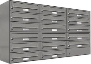 AL Briefkastensysteme Wandbriefkasten 17 Fach Premium Briefkasten A4 in RAL Farbe 9007 Aluminium Grau
