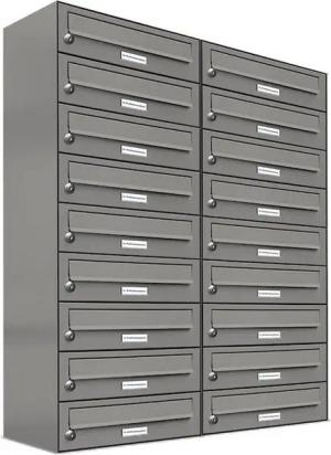 AL Briefkastensysteme Wandbriefkasten 18 Fach Premium Briefkasten A4 in RAL Farbe 9007 Aluminium Grau