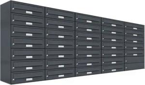 AL Briefkastensysteme Wandbriefkasten 33 Fach Premium Briefkasten A4 in RAL Farbe 7016 Anthrazit Grau