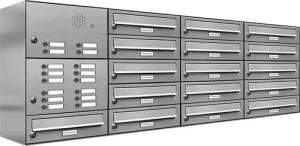 AL Briefkastensysteme Wandbriefkasten 16 Fach Premium Edelstahl Briefkasten Post A4 modern robustwetterfest