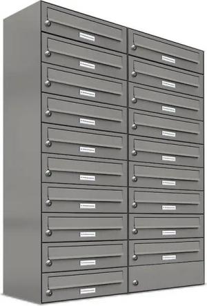 AL Briefkastensysteme Wandbriefkasten 19 Fach Premium Briefkasten A4 in RAL Farbe 9007 Aluminium Grau