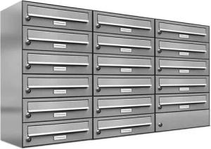 AL Briefkastensysteme Wandbriefkasten 17 Fach Premium Edelstahl Briefkasten Post A4 modern robustwetterfest