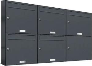 AL Briefkastensysteme Wandbriefkasten 5 Fach Premium Briefkasten A4 in RAL 7016 Anthrazit Grau wetterfest