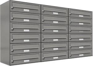AL Briefkastensysteme Wandbriefkasten 18 Fach Premium Briefkasten A4 in RAL Farbe 9007 Aluminium Grau