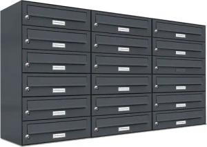 AL Briefkastensysteme Wandbriefkasten 18 Fach Premium Briefkasten A4 in RAL Farbe 7016 Anthrazit Grau