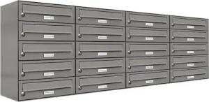 AL Briefkastensysteme Wandbriefkasten 20 Fach Premium Briefkasten A4 in RAL Farbe 9007 Aluminium Grau