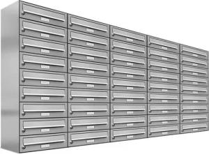 AL Briefkastensysteme Wandbriefkasten 45 Fach Premium Edelstahl Briefkasten Post A4 modern robustwetterfest