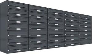 AL Briefkastensysteme Wandbriefkasten 34 Fach Premium Briefkasten A4 in RAL Farbe 7016 Anthrazit Grau