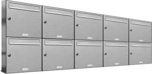 AL Briefkastensysteme Wandbriefkasten 10 Fach Premium Edelstahl Briefkasten Post A4 modern robustwetterfest