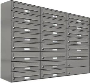 AL Briefkastensysteme Wandbriefkasten 22 Fach Premium Briefkasten A4 in RAL Farbe 9007 Aluminium Grau