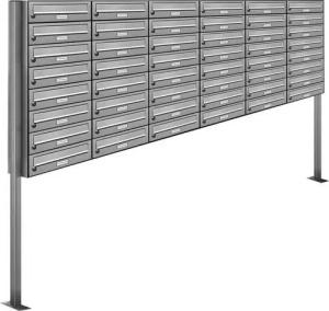 AL Briefkastensysteme Standbriefkasten 48 Fach Premium Edelstahl Briefkasten Post A4 modern robustwetterfest
