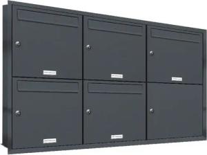 AL Briefkastensysteme Wandbriefkasten 5 Fach Premium Unterputz Briefkasten RAL 7016 Anthrazit wetterfest