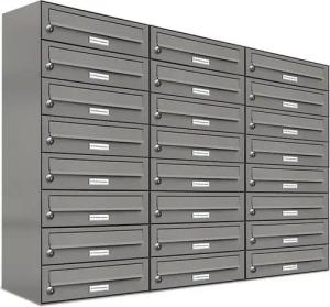 AL Briefkastensysteme Wandbriefkasten 24 Fach Premium Briefkasten A4 in RAL Farbe 9007 Aluminium Grau
