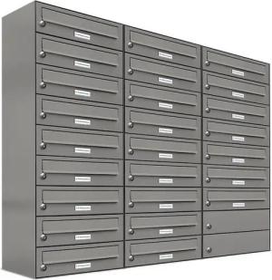 AL Briefkastensysteme Wandbriefkasten 25 Fach Premium Briefkasten A4 in RAL Farbe 9007 Aluminium Grau