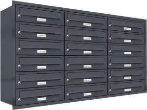 AL Briefkastensysteme Wandbriefkasten 18 Fach Premium Unterputz Briefkasten RAL 7016 Anthrazit wetterfest