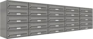 AL Briefkastensysteme Wandbriefkasten 25 Fach Premium Briefkasten A4 in RAL Farbe 9007 Aluminium Grau