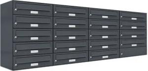 AL Briefkastensysteme Wandbriefkasten 19 Fach Premium Briefkasten A4 in RAL Farbe 7016 Anthrazit Grau