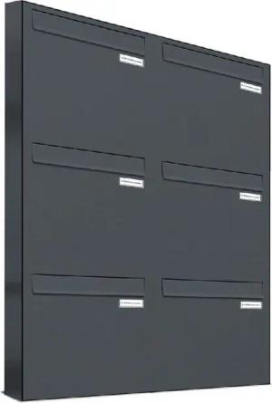 AL Briefkastensysteme Durchwurfbriefkasten 6 Fach Premium Briefkasten A4 in RAL 7016 Anthrazit Grau wetterfest