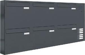 AL Briefkastensysteme Durchwurfbriefkasten 6 Fach Premium Briefkasten A4 in RAL 7016 Anthrazit Grau wetterfest