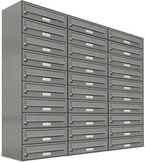 AL Briefkastensysteme Wandbriefkasten 30 Fach Premium Briefkasten A4 in RAL Farbe 9007 Aluminium Grau