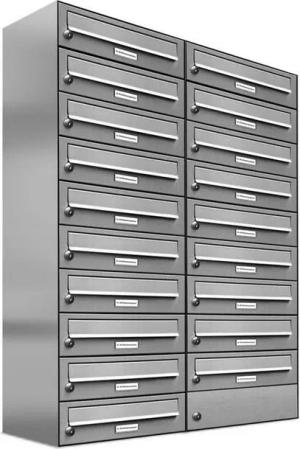 AL Briefkastensysteme Wandbriefkasten 19 Fach Premium Edelstahl Briefkasten Post A4 modern robustwetterfest