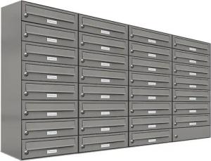 AL Briefkastensysteme Wandbriefkasten 31 Fach Premium Briefkasten A4 in RAL Farbe 9007 Aluminium Grau