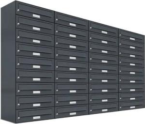 AL Briefkastensysteme Wandbriefkasten 36 Fach Premium Briefkasten A4 in RAL Farbe 7016 Anthrazit Grau