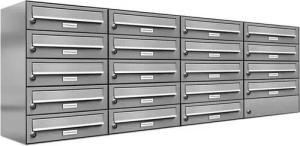 AL Briefkastensysteme Wandbriefkasten 19 Fach Premium Edelstahl Briefkasten Post A4 modern robustwetterfest