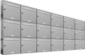 AL Briefkastensysteme Wandbriefkasten 18 Fach Premium Edelstahl Briefkasten Post A4 modern robustwetterfest