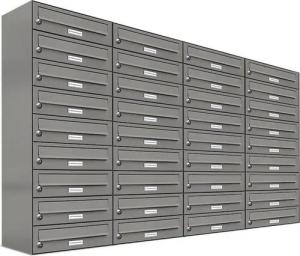 AL Briefkastensysteme Wandbriefkasten 36 Fach Premium Briefkasten A4 in RAL Farbe 9007 Aluminium Grau