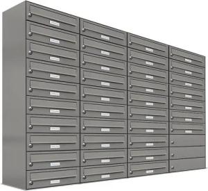 AL Briefkastensysteme Wandbriefkasten 37 Fach Premium Briefkasten A4 in RAL Farbe 9007 Aluminium Grau