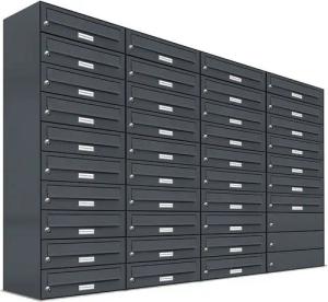 AL Briefkastensysteme Wandbriefkasten 37 Fach Premium Briefkasten A4 in RAL Farbe 7016 Anthrazit Grau