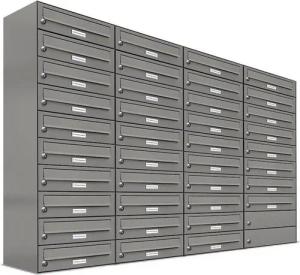 AL Briefkastensysteme Wandbriefkasten 38 Fach Premium Briefkasten A4 in RAL Farbe 9007 Aluminium Grau