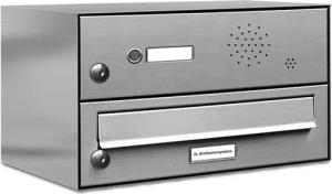 AL Briefkastensysteme Wandbriefkasten 1 Fach Premium Edelstahl Briefkasten Post A4 modern robustwetterfest
