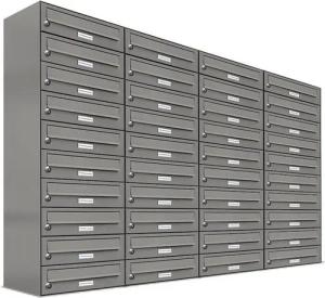 AL Briefkastensysteme Wandbriefkasten 40 Fach Premium Briefkasten A4 in RAL Farbe 9007 Aluminium Grau