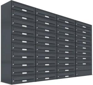 AL Briefkastensysteme Wandbriefkasten 38 Fach Premium Briefkasten A4 in RAL Farbe 7016 Anthrazit Grau