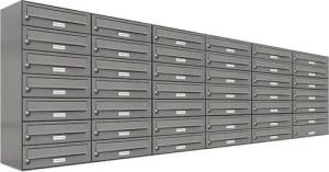 AL Briefkastensysteme Wandbriefkasten 41 Fach Premium Briefkasten A4 in RAL Farbe 9007 Aluminium Grau