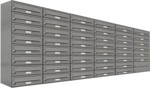 AL Briefkastensysteme Wandbriefkasten 46 Fach Premium Briefkasten A4 in RAL Farbe 9007 Aluminium Grau