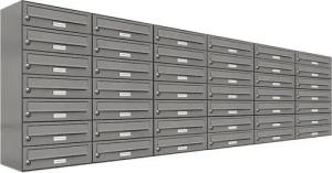 AL Briefkastensysteme Wandbriefkasten 42 Fach Premium Briefkasten A4 in RAL Farbe 9007 Aluminium Grau