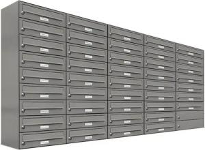 AL Briefkastensysteme Wandbriefkasten 43 Fach Premium Briefkasten A4 in RAL Farbe 9007 Aluminium Grau