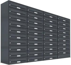 AL Briefkastensysteme Wandbriefkasten 39 Fach Premium Briefkasten A4 in RAL Farbe 7016 Anthrazit Grau
