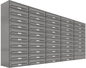 AL Briefkastensysteme Wandbriefkasten 48 Fach Premium Briefkasten A4 in RAL Farbe 9007 Aluminium Grau
