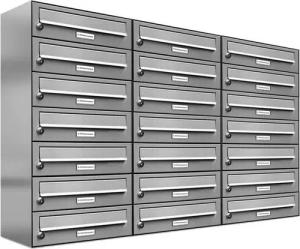 AL Briefkastensysteme Wandbriefkasten 21 Fach Premium Edelstahl Briefkasten Post A4 modern robustwetterfest