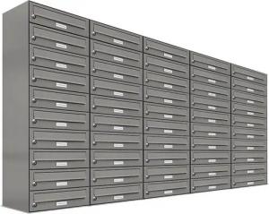 AL Briefkastensysteme Wandbriefkasten 50 Fach Premium Briefkasten A4 in RAL Farbe 9007 Aluminium Grau