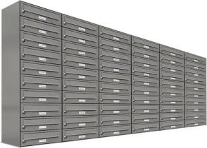 AL Briefkastensysteme Wandbriefkasten 60 Fach Premium Briefkasten A4 in RAL Farbe 9007 Aluminium Grau