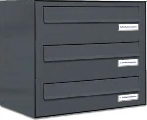 AL Briefkastensysteme Durchwurfbriefkasten 3 Fach Premium Briefkasten A4 in RAL 7016 Anthrazit Grau wetterfest