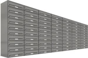 AL Briefkastensysteme Wandbriefkasten 70 Fach Premium Briefkasten A4 in RAL Farbe 9007 Aluminium Grau
