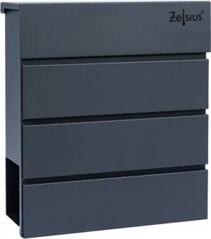Zelsius Wandbriefkasten Briefkasten Straight mit Zeitungsfach, RAL7016 Anthrazit, Wandmontage, Integrierter Soft-Close Mechanismus, Absenkautomatik