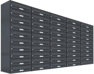 AL Briefkastensysteme Wandbriefkasten 49 Fach Premium Briefkasten A4 in RAL Farbe 7016 Anthrazit Grau